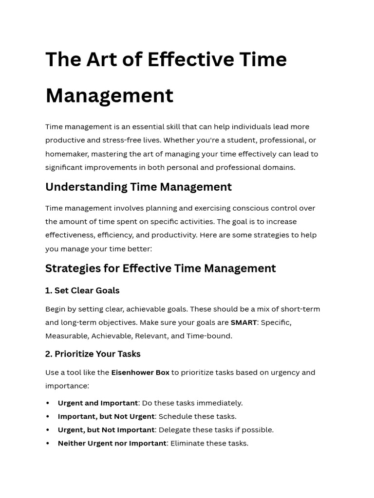 The Effectiveness of Time Management | PDF | Time Management ...
