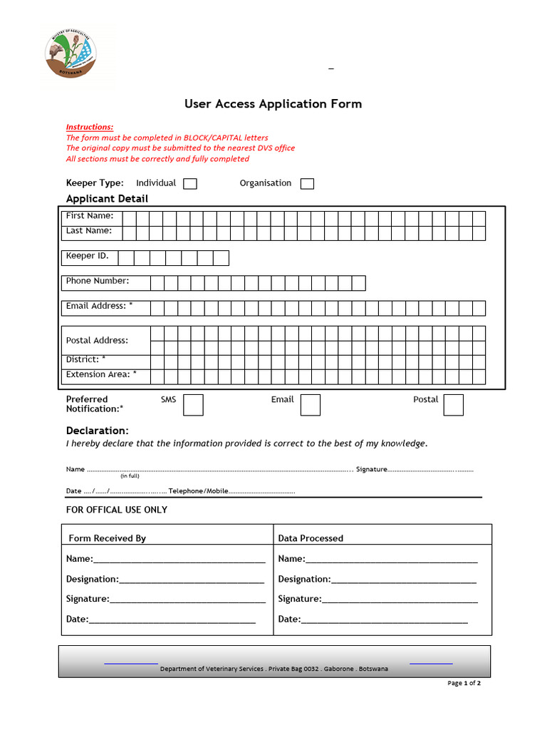 User Access Application Form 37 | PDF | Internet | Service Industries