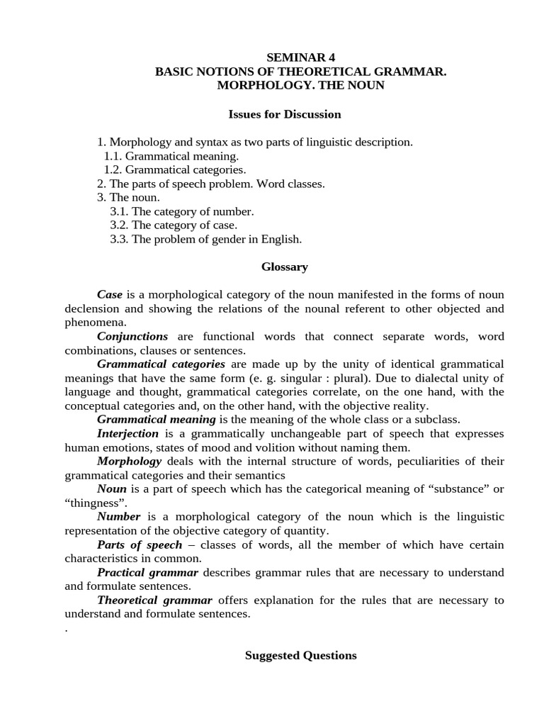 Theoretical Grammar: Noun Morphology | PDF | Word | Semantics
