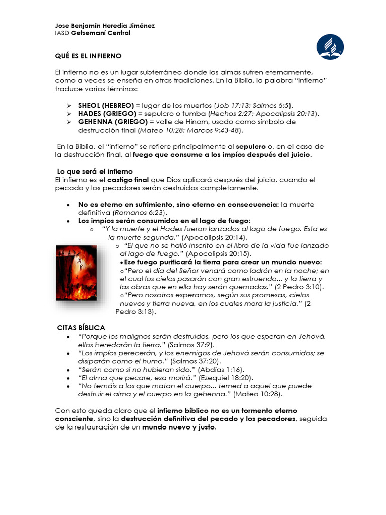 El Infierno según la Biblia: Destrucción Final | PDF | Infierno ...