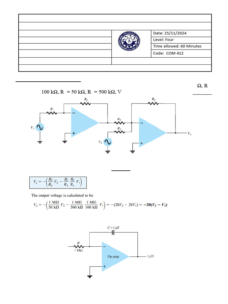 Midterm 2024 (Electronic 3) - Model Answer | PDF