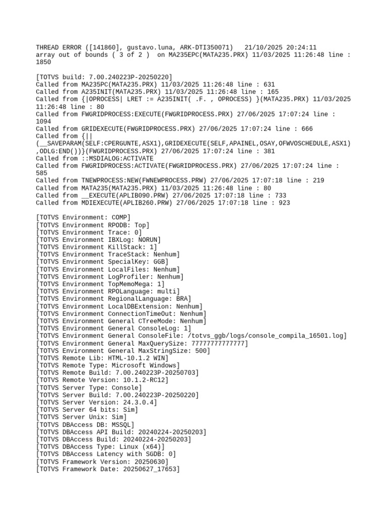 Thread Error: Array Out of Bounds | PDF