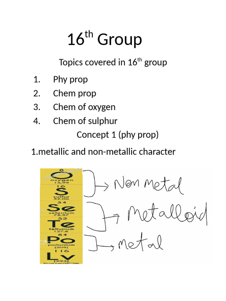 Group 16 Elements: Properties & Uses | PDF | Oxygen | Combustion