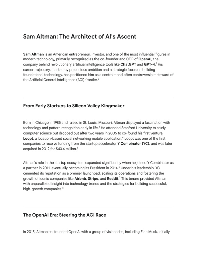 Write An Article On Sam Altman | PDF