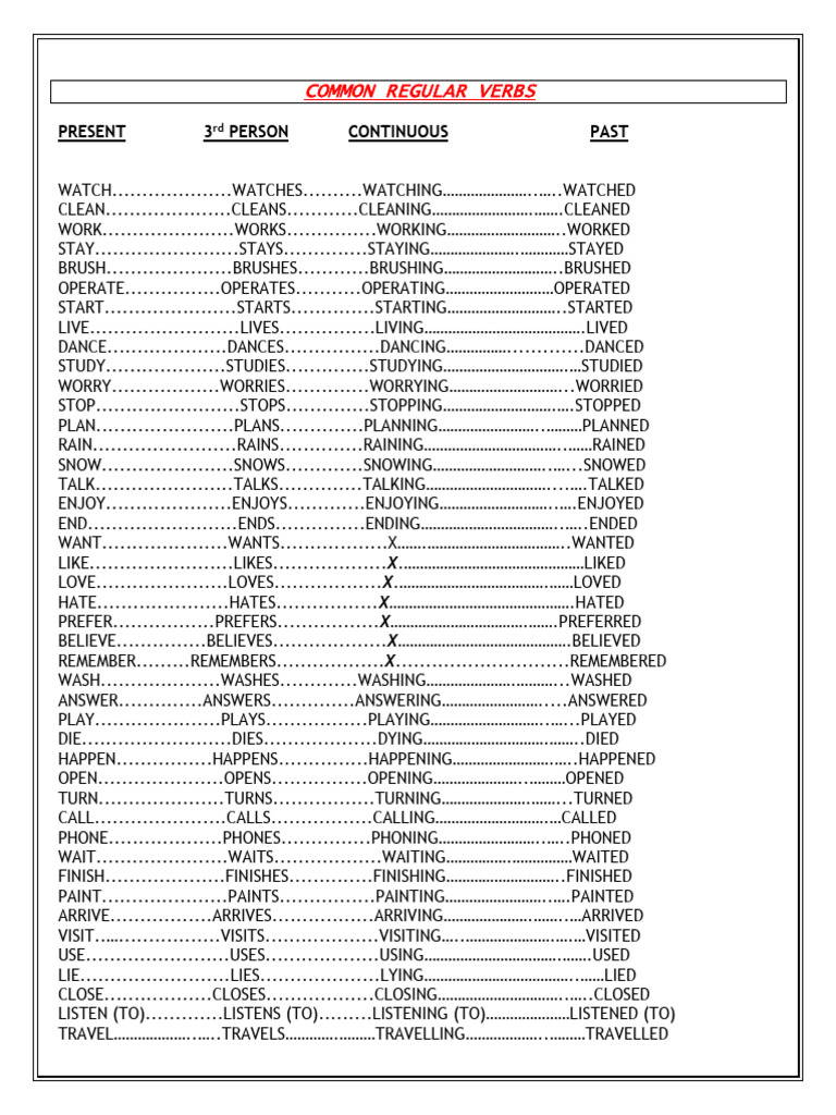3-TENSE SIMPLE VERB LIST (RE-IRREG VERBS) | PDF