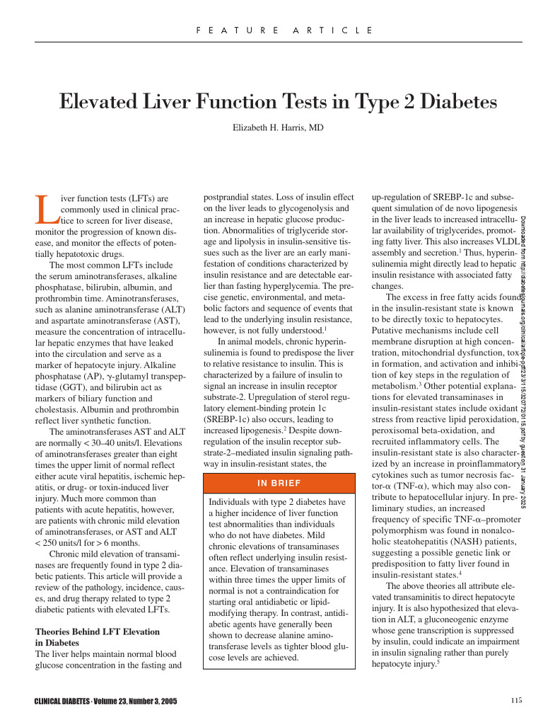 Elevated Liver Tests in Type 2 Diabetes | PDF | Diabetes | Alanine ...