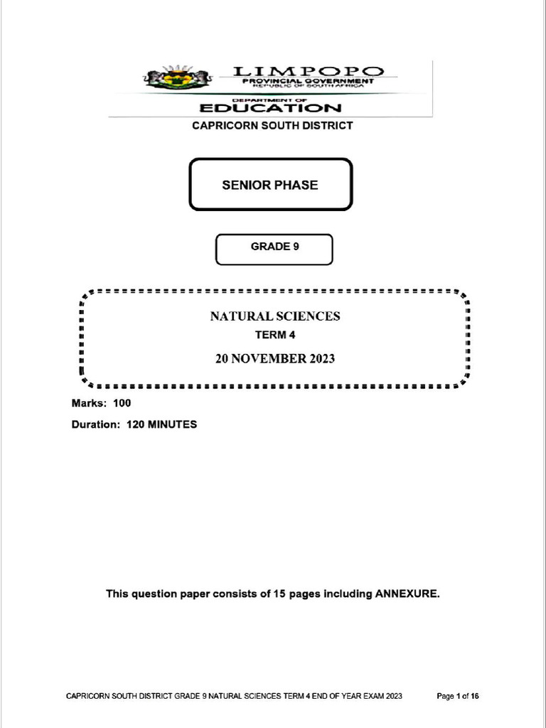 Natural Sciences Grade 9 For Term 4 | PDF
