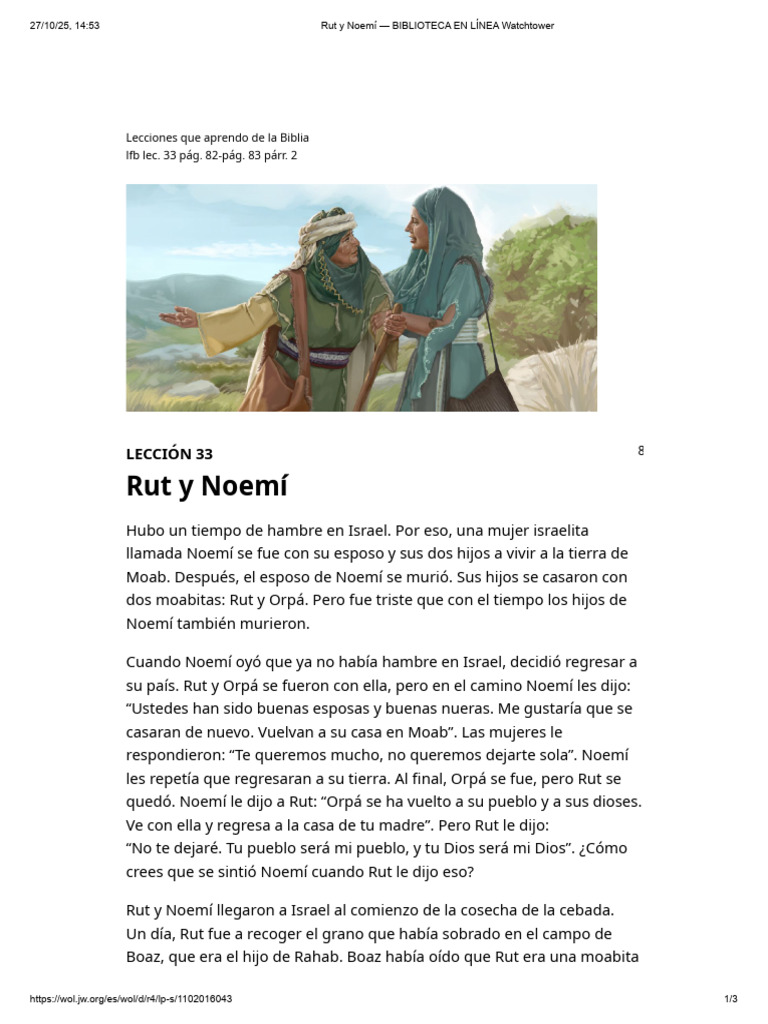 Lecciones de Rut y Noemí en la Biblia | PDF | Libro de rut | Noemí ...