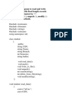 C++ program to implement student record management using files and indexes