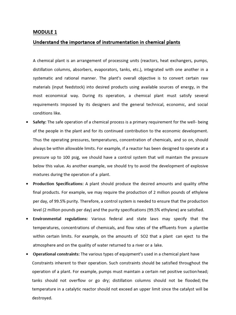 Importance of Instrumentation in Chemical Plants | PDF | Accuracy And ...