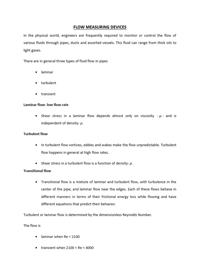 Flow Measurements - Mod 2 | PDF | Fluid Dynamics | Turbulence
