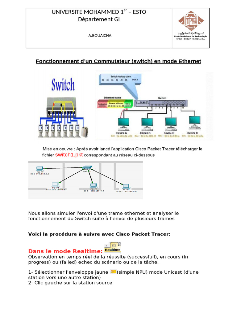 Simulation du fonctionnement d'un switch Ethernet | PDF | Commutateur ...