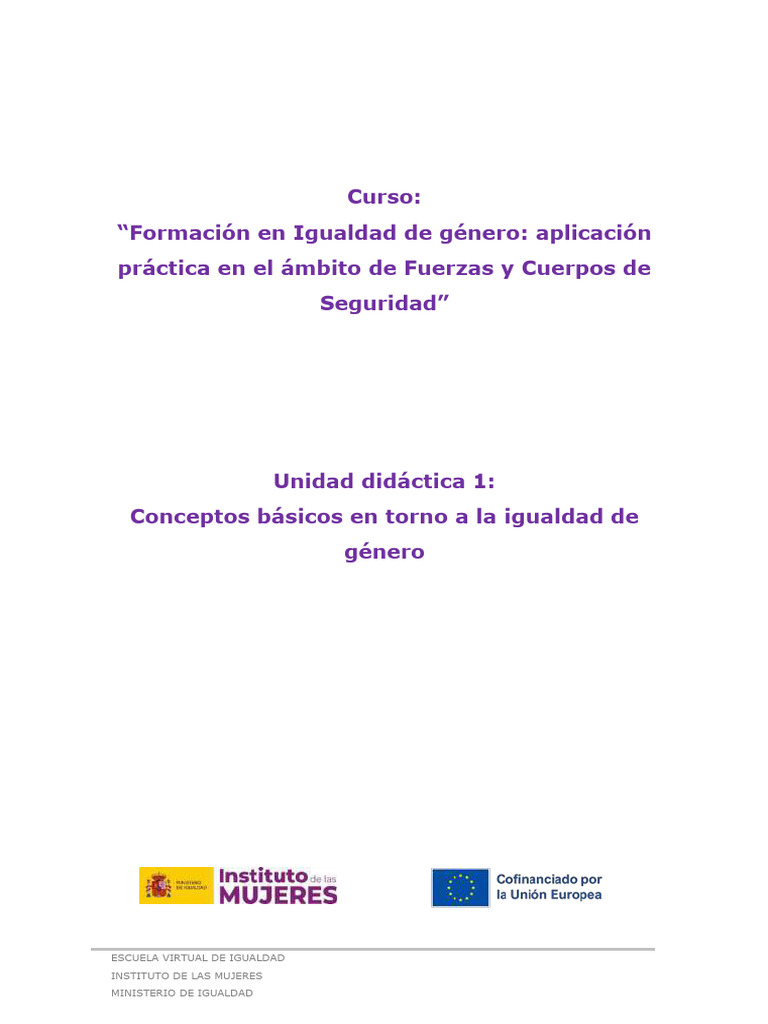 Formación en Igualdad de Género para Seguridad | PDF | Igualdad de ...