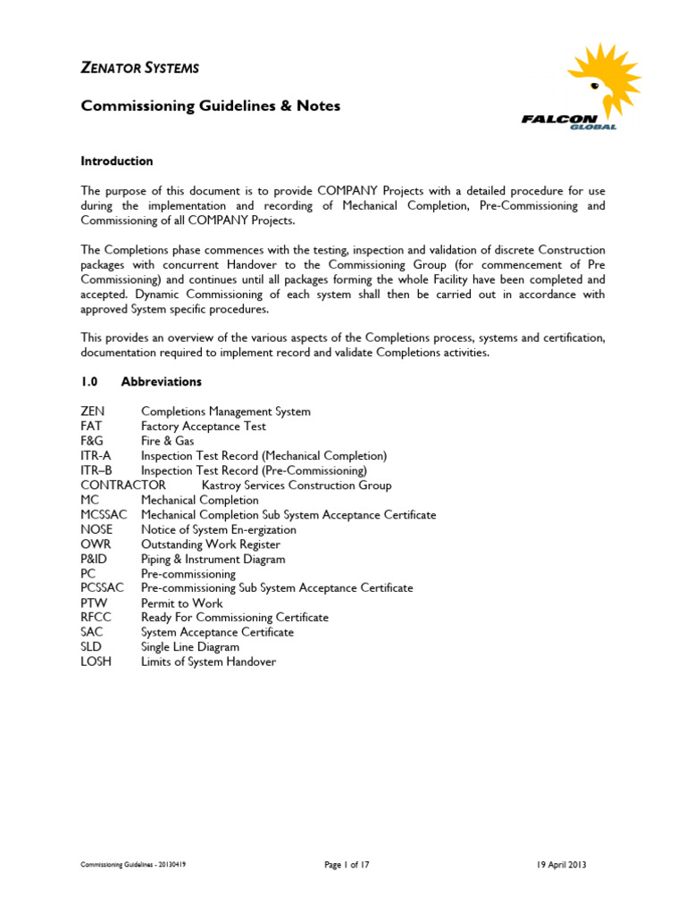 Commissioning Guidelines for Projects | PDF | Verification And ...
