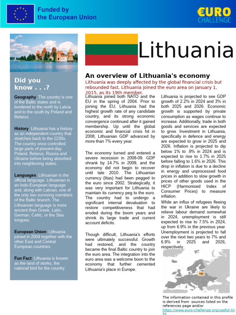 Overview of Lithuania's Economy and Growth | PDF | Lithuania | Inflation