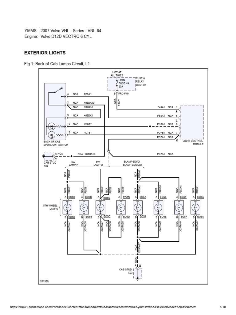 Volvo VNL Headlight Wiring Diagram PDF