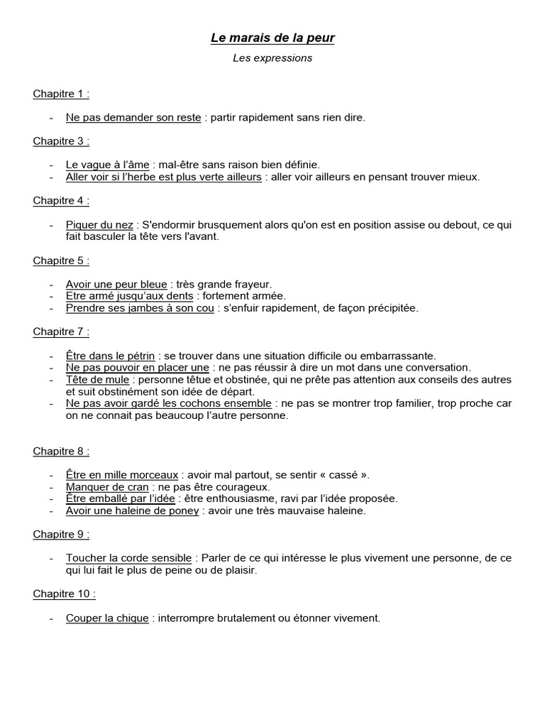 Expressions du Marais de la Peur | PDF