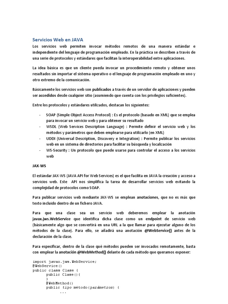 Servicios Web en JAVA | PDF | Jabón | Desarrollo web