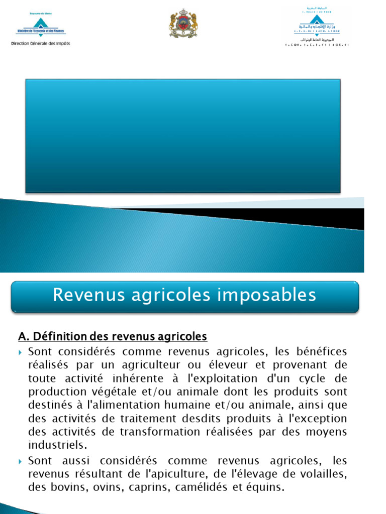Revenus Agricoles et Imposition au Maroc | PDF | Impôt sur le revenu ...