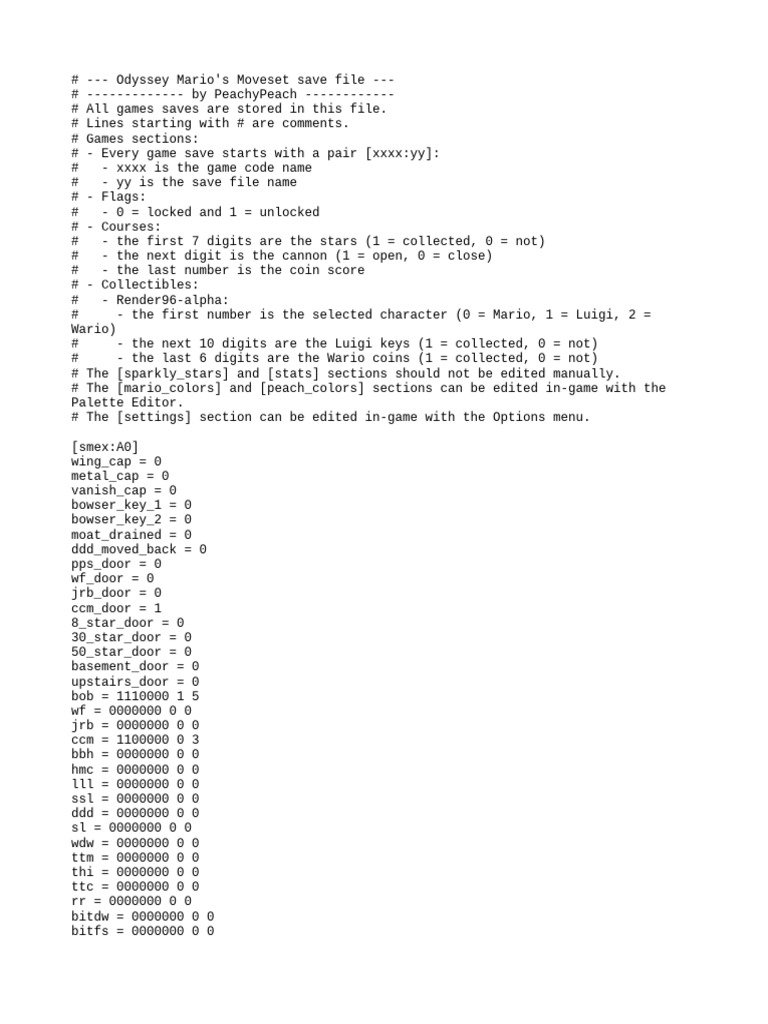 Odyssey Mario Moveset Save File | PDF | Video Games | Nintendo Franchises