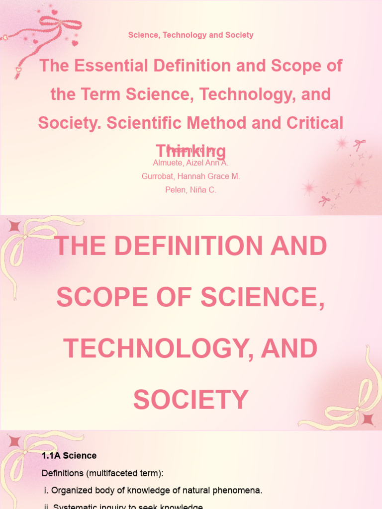 Lesson 1.1 The Essential Definition and Scope of The Term Science ...