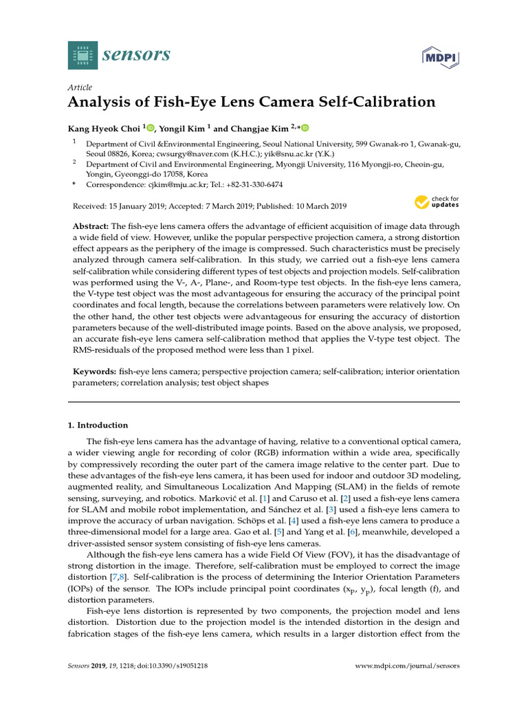 Fish-Eye Lens Camera Self-Calibration Analysis | PDF | Camera | Imaging