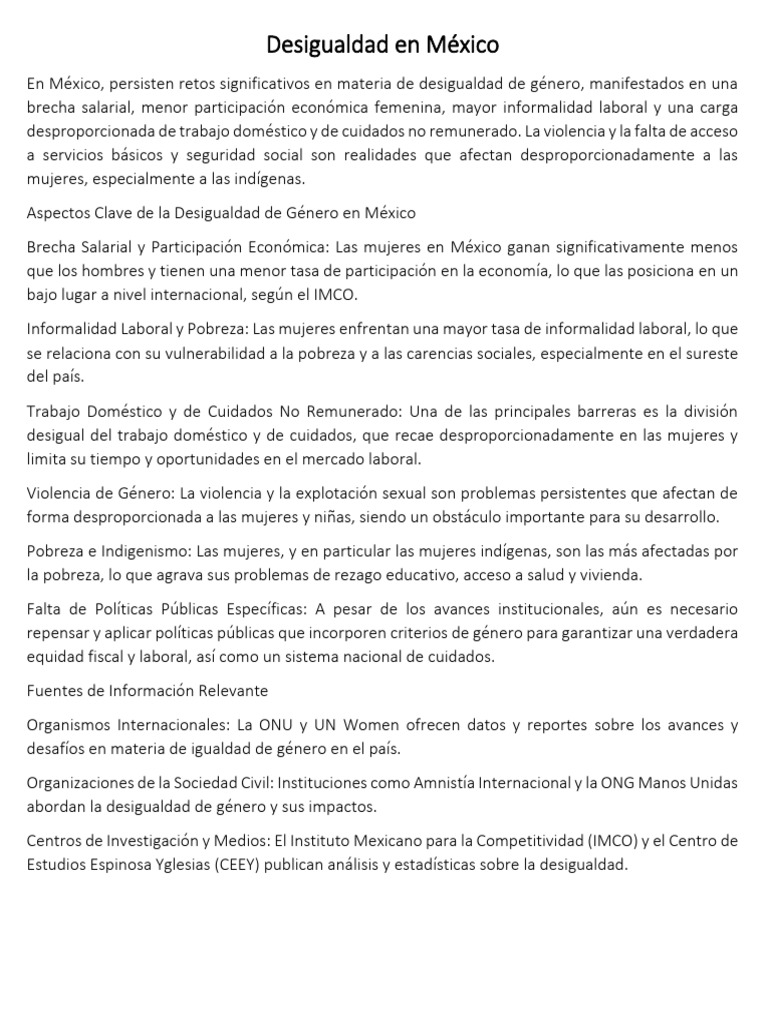 Desigualdad en México. Noticias | PDF | Discriminación y relaciones ...