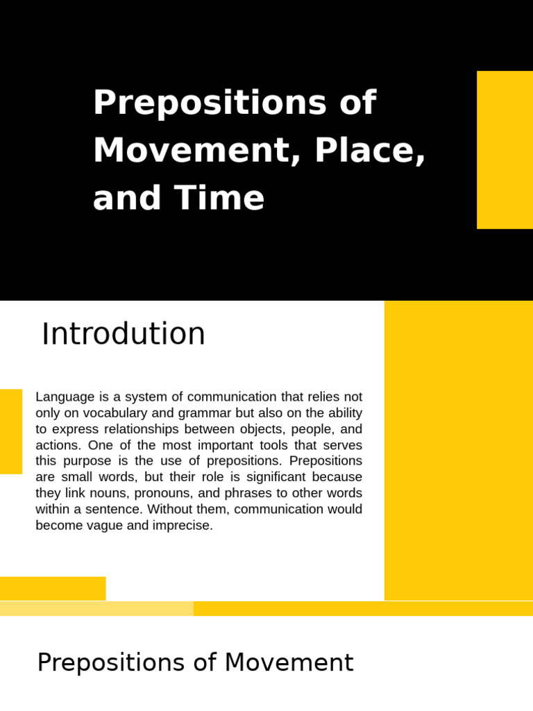 Prepositions of Movement, Place and Time | PDF | English Language ...