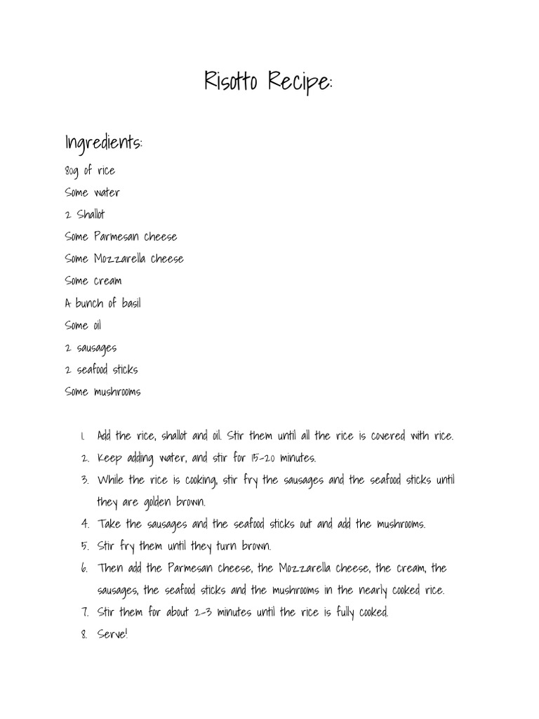 Risotto Recipe | PDF