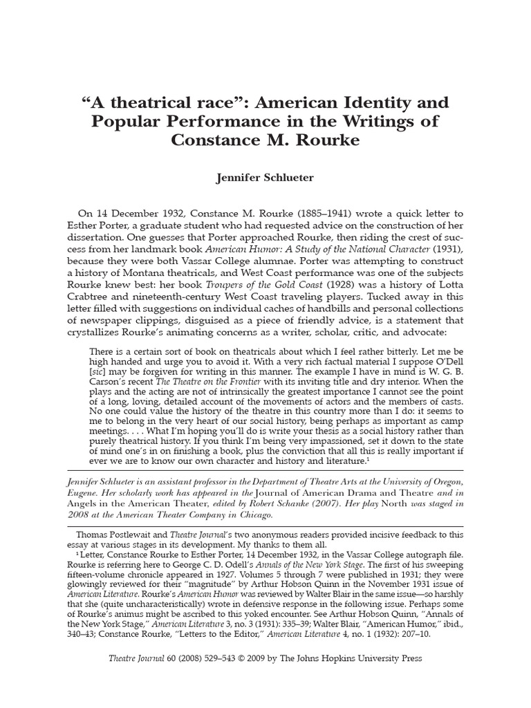 Constance Rourke's Impact on American Theatre | PDF | Minstrel Show