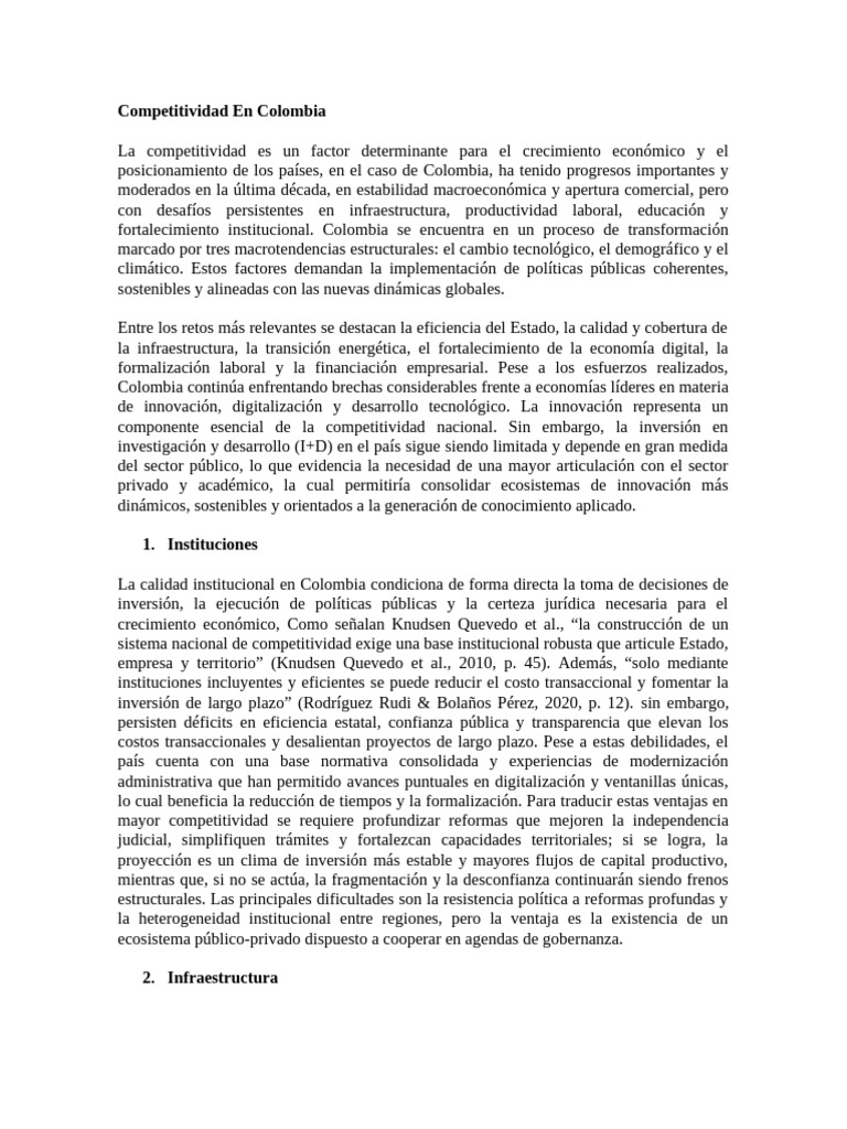Retos de Competitividad en Colombia | PDF | Sustentabilidad | Innovación