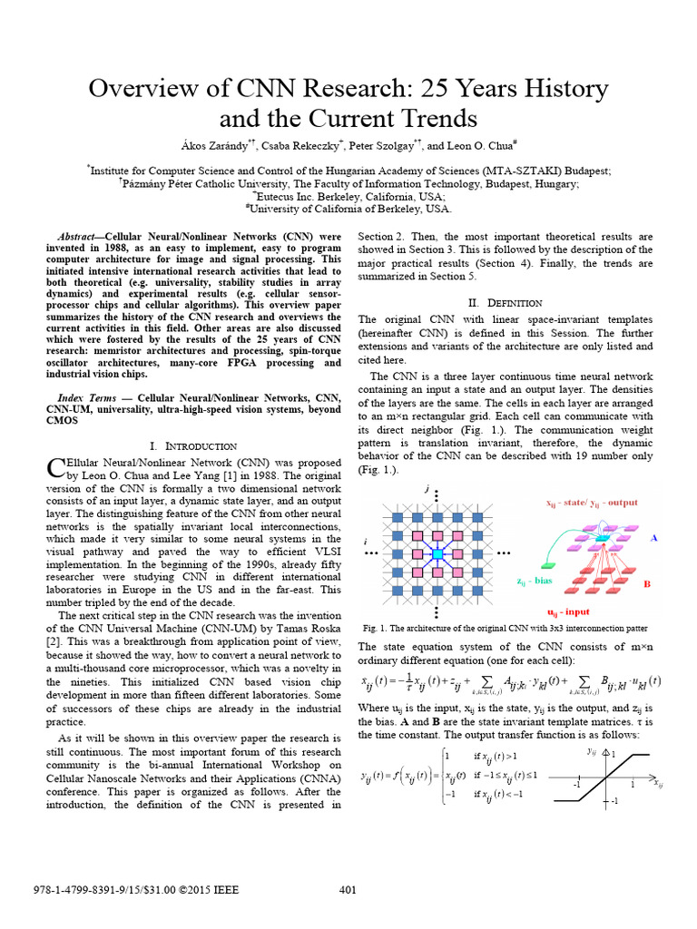 Overview of Cellular Neural Networks | PDF | Electronics | Algorithms