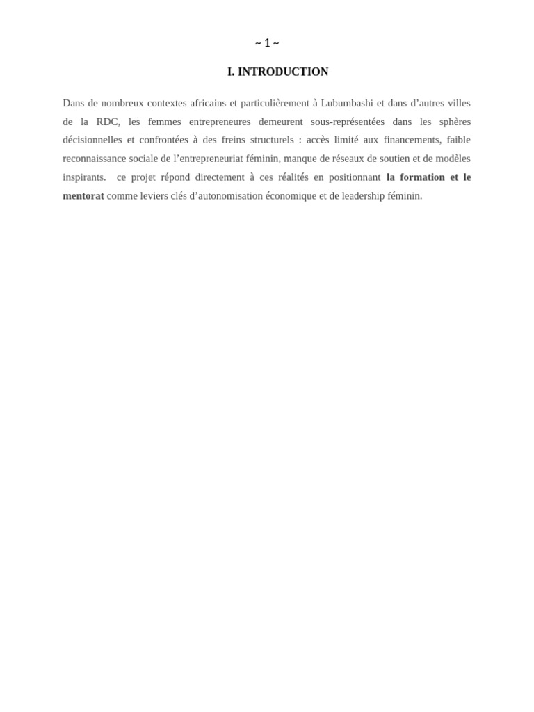 Autonomisation des femmes entrepreneures en RDC | PDF | Entrepreneuriat ...