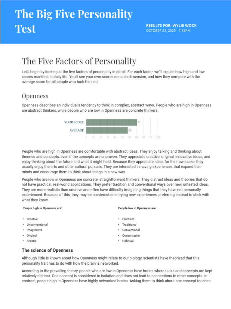 Understanding the Five Personality Factors | PDF | Extraversion And ...