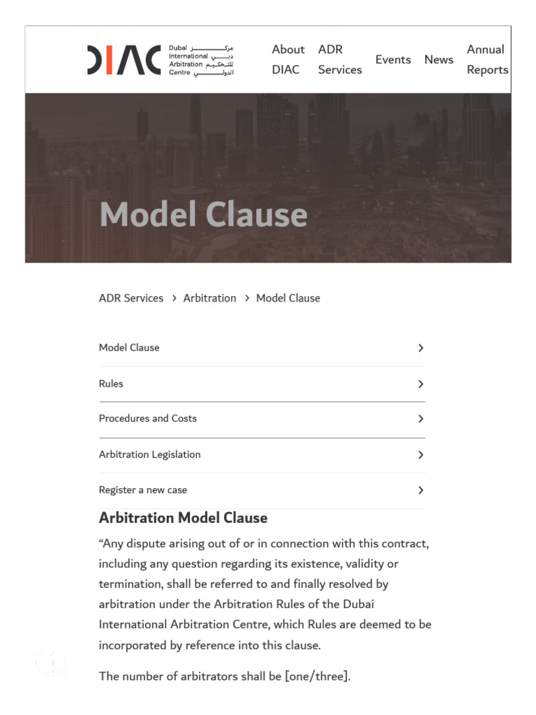 DIAC Arbitration Model Clause Guide | PDF | Alternative Dispute ...