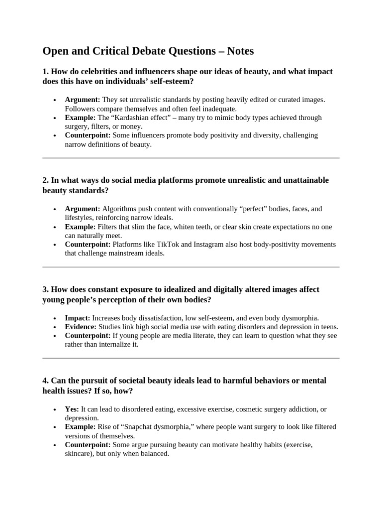 Open and Critical Debate Questions Language PDF Psychology
