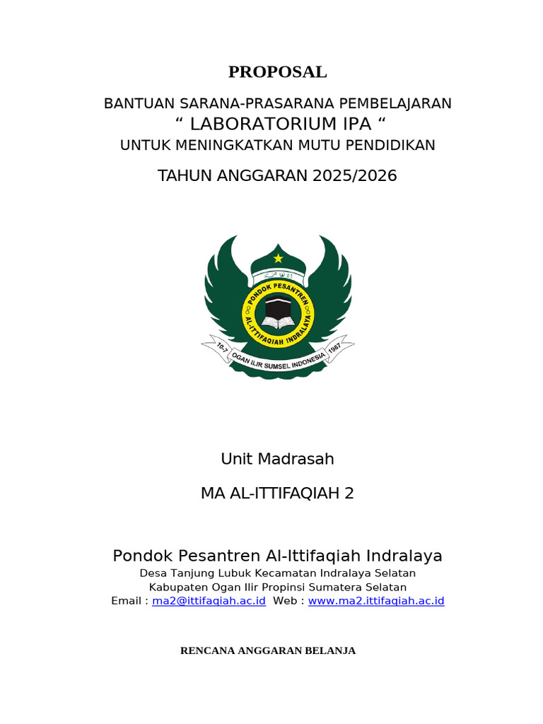 Proposal Laboratorium IPA MA Al-Ittifaqiah | PDF