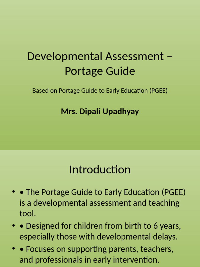 Portage Guide for Early Education Assessment | PDF | Behavior ...