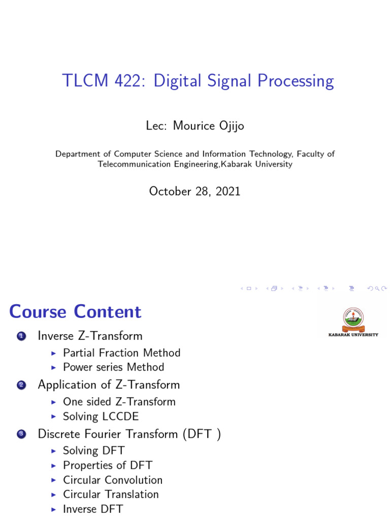 Digital Signal Processing Course Overview | PDF | Discrete Fourier ...