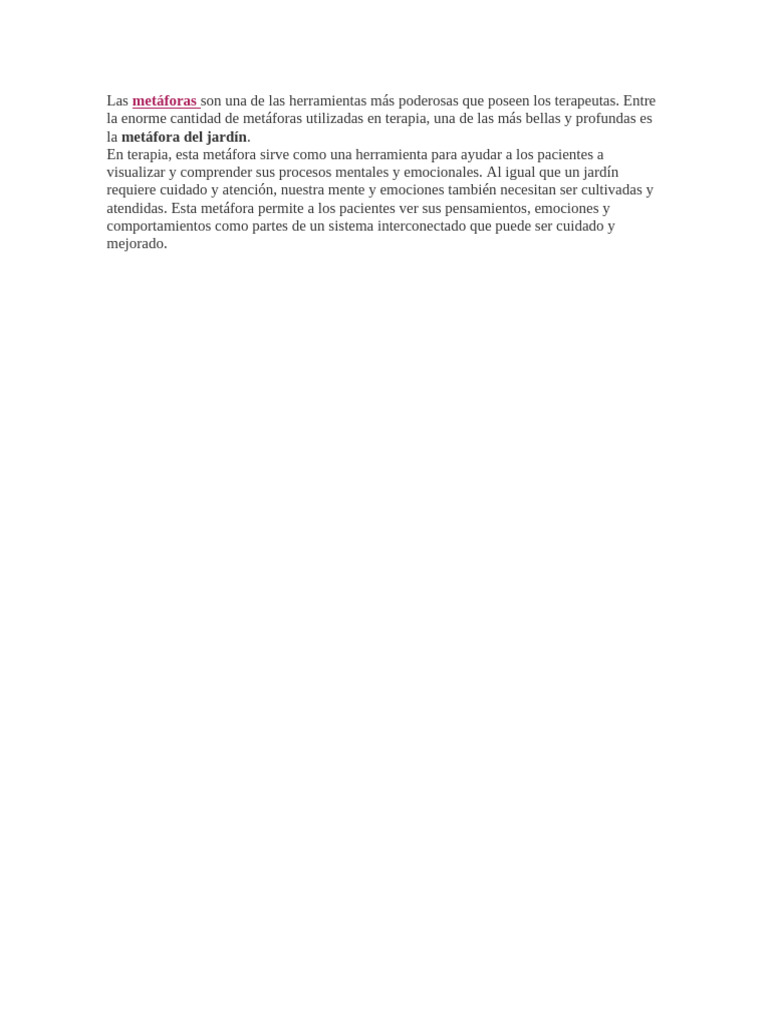 La Metáfora del Jardín en Terapia | PDF | Terapia de conducta cognitiva ...