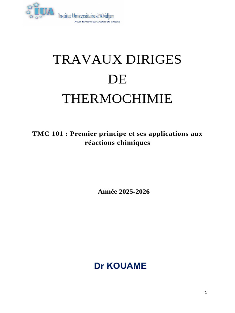 Thermochimie : Exercices et Applications | PDF | Thermodynamique | Chaleur