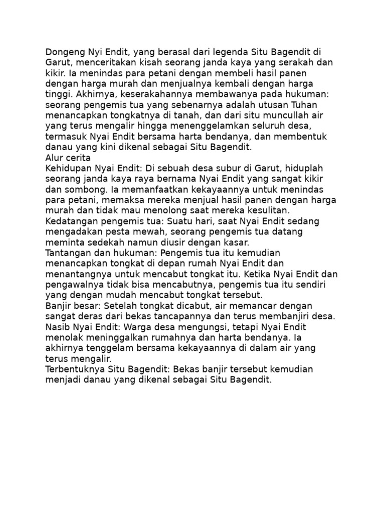 Legenda Nyi Endit dan Situ Bagendit | PDF