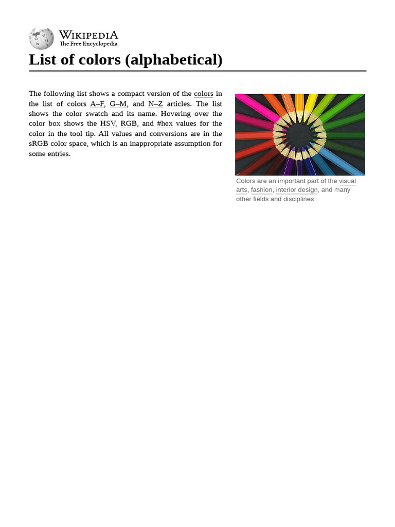 Crayola Colors in Alphabetical Order | PDF | Color | Graphic Design
