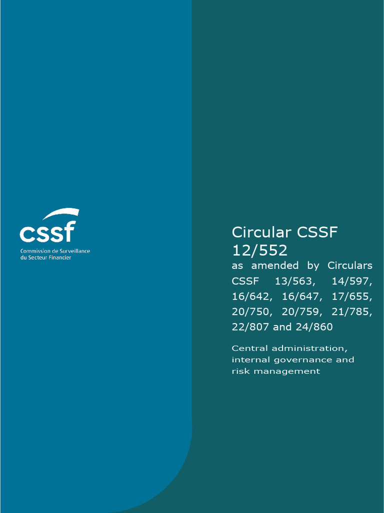 CSSF Circular 12/552: Governance & Risk Management | PDF | Internal ...