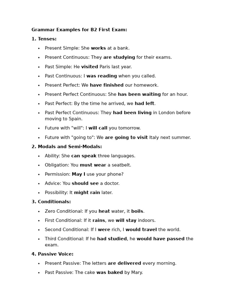 B2 First Exam Grammar & Vocabulary Guide | PDF | Perfect (Grammar ...