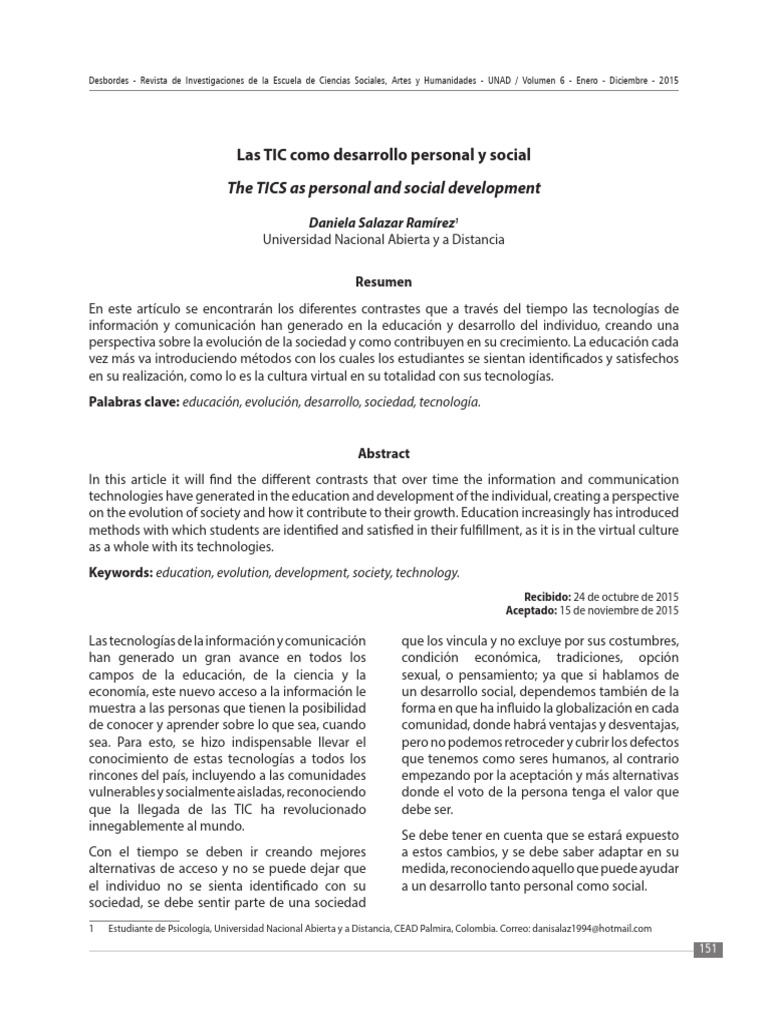 Las TIC Como Desarrollo Personal y Social | PDF | Aprendizaje | Sociedad