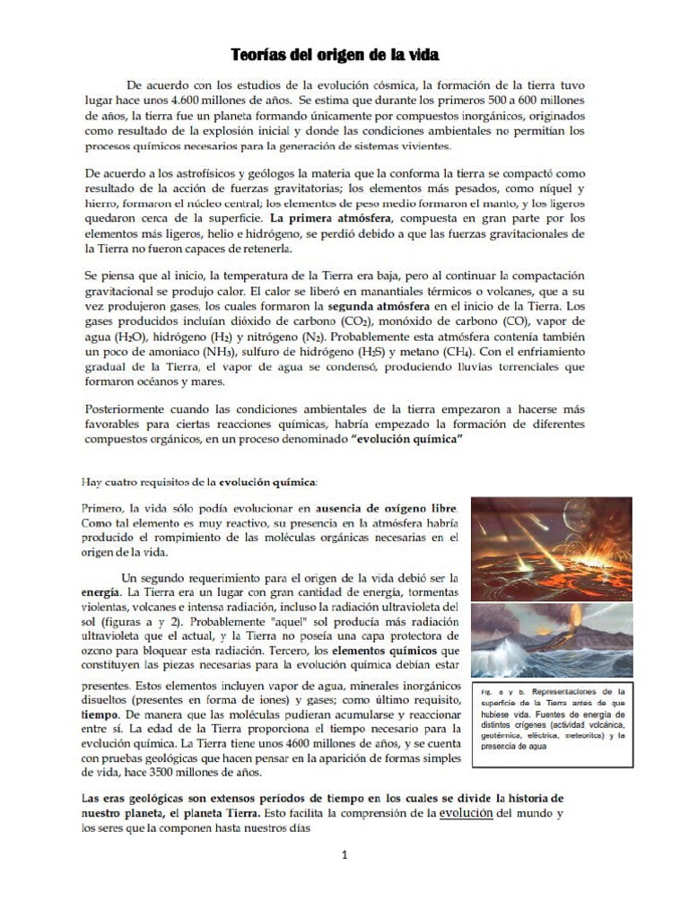 Actividad Origen Del Universo y de La Vida | PDF | Tierra | Abiogénesis