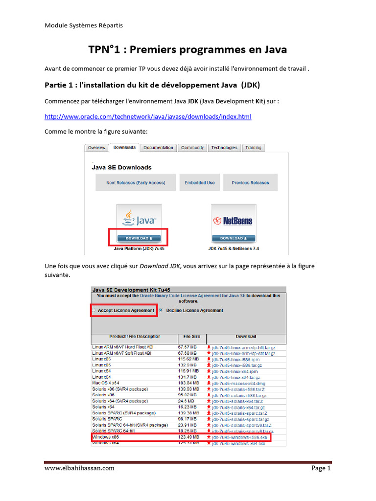 Installation et premiers pas en Java | PDF | Java (Langage de ...