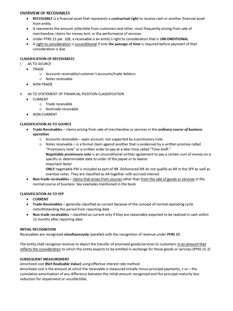 Classification of Receivables Overview | PDF | Discounts And Allowances ...
