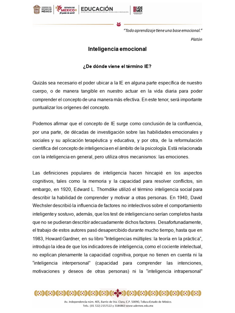 Orígenes y Anatomía de la Inteligencia Emocional | PDF | Inteligencia ...